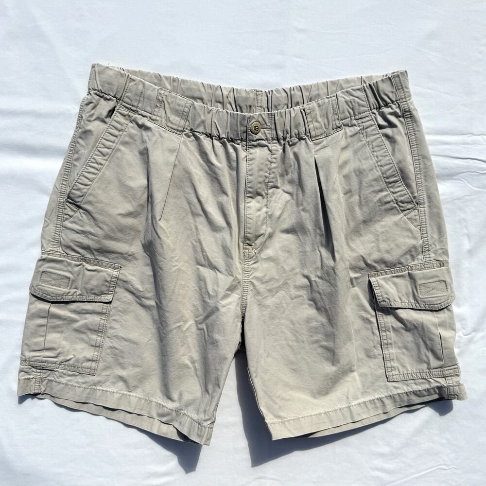 Tommy Bahama Survivor Cargo Shorts Men’s XL Tan Khaki Elastic Drawstring Waist